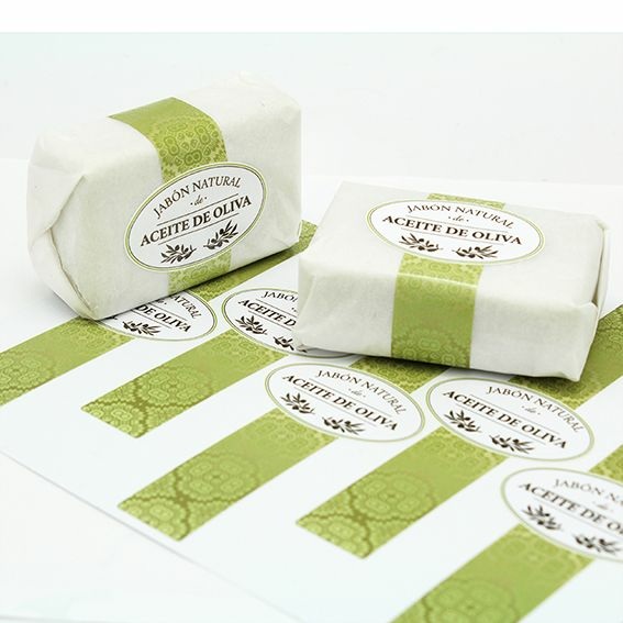 Olive oil soap stickers for packaging